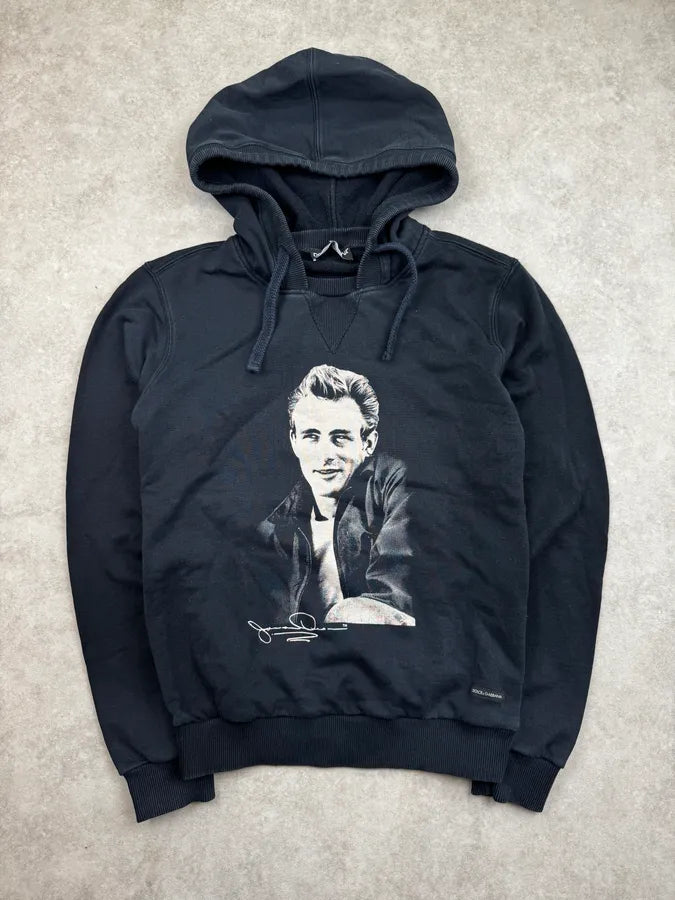 2000s Dolce & Gabbana Navy James Dean Portrait Hoodie hzWUqGM 0