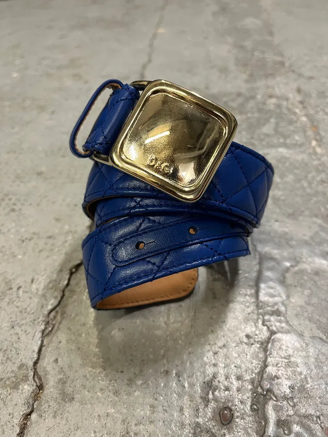 2000s Dolce & Gabbana Navy Leather Belt ifzzhpK 3