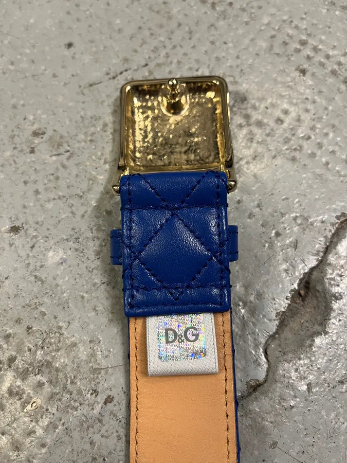 2000s Dolce & Gabbana Navy Leather Belt ifzzhpK 5