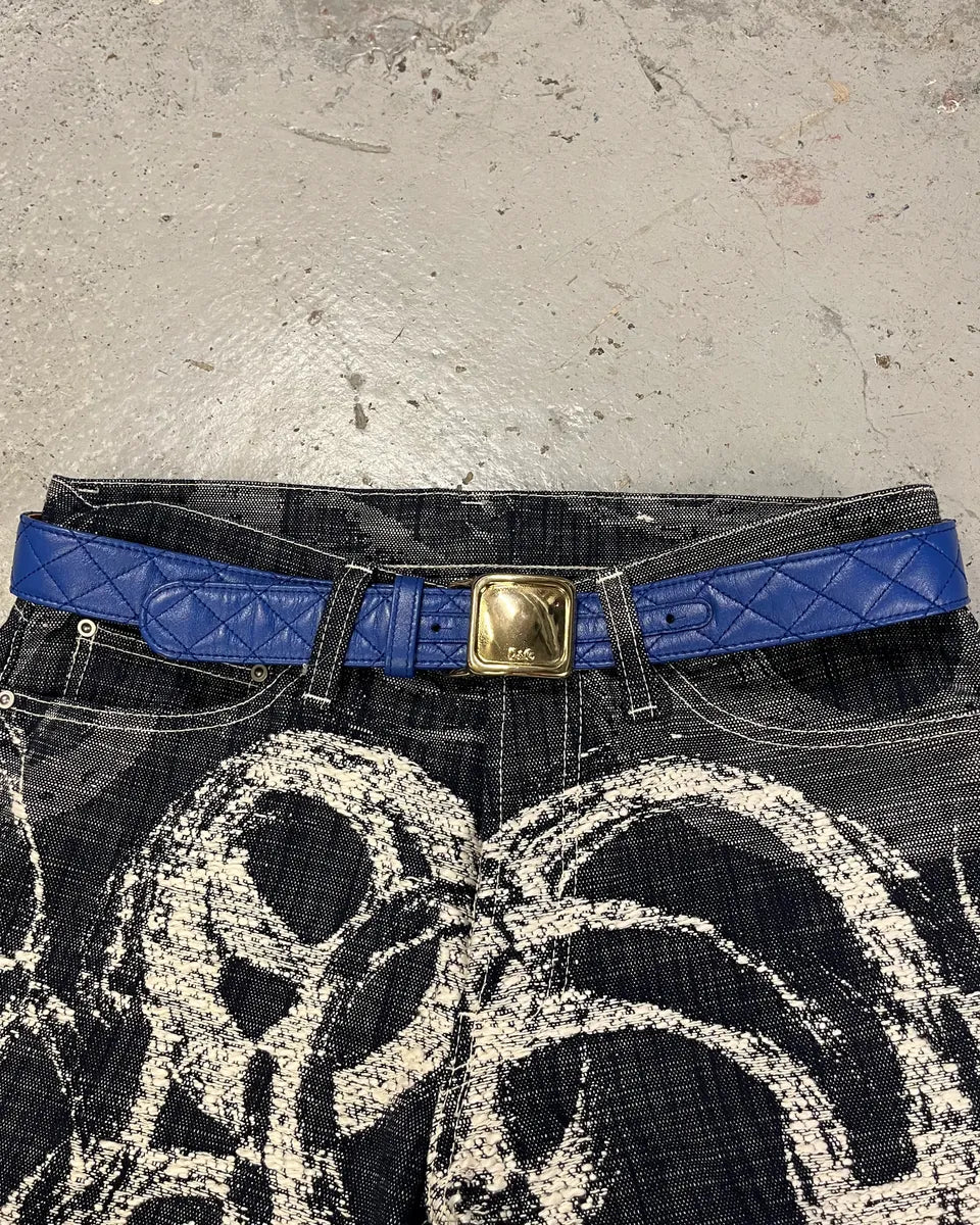 2000s Dolce & Gabbana Navy Leather Belt ifzzhpK 8