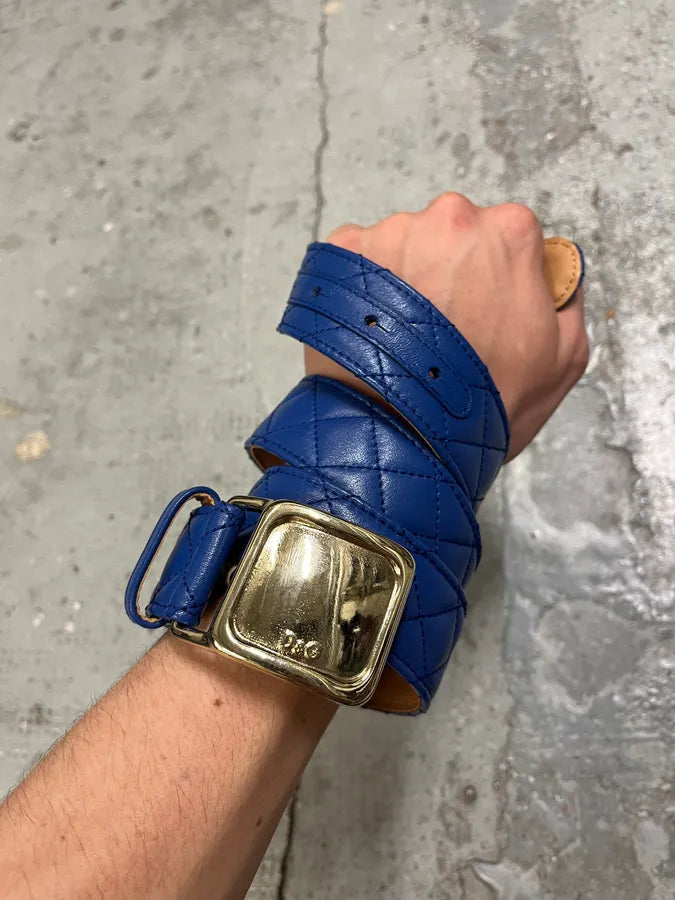 2000s Dolce & Gabbana Navy Leather Belt ifzzhpK 1