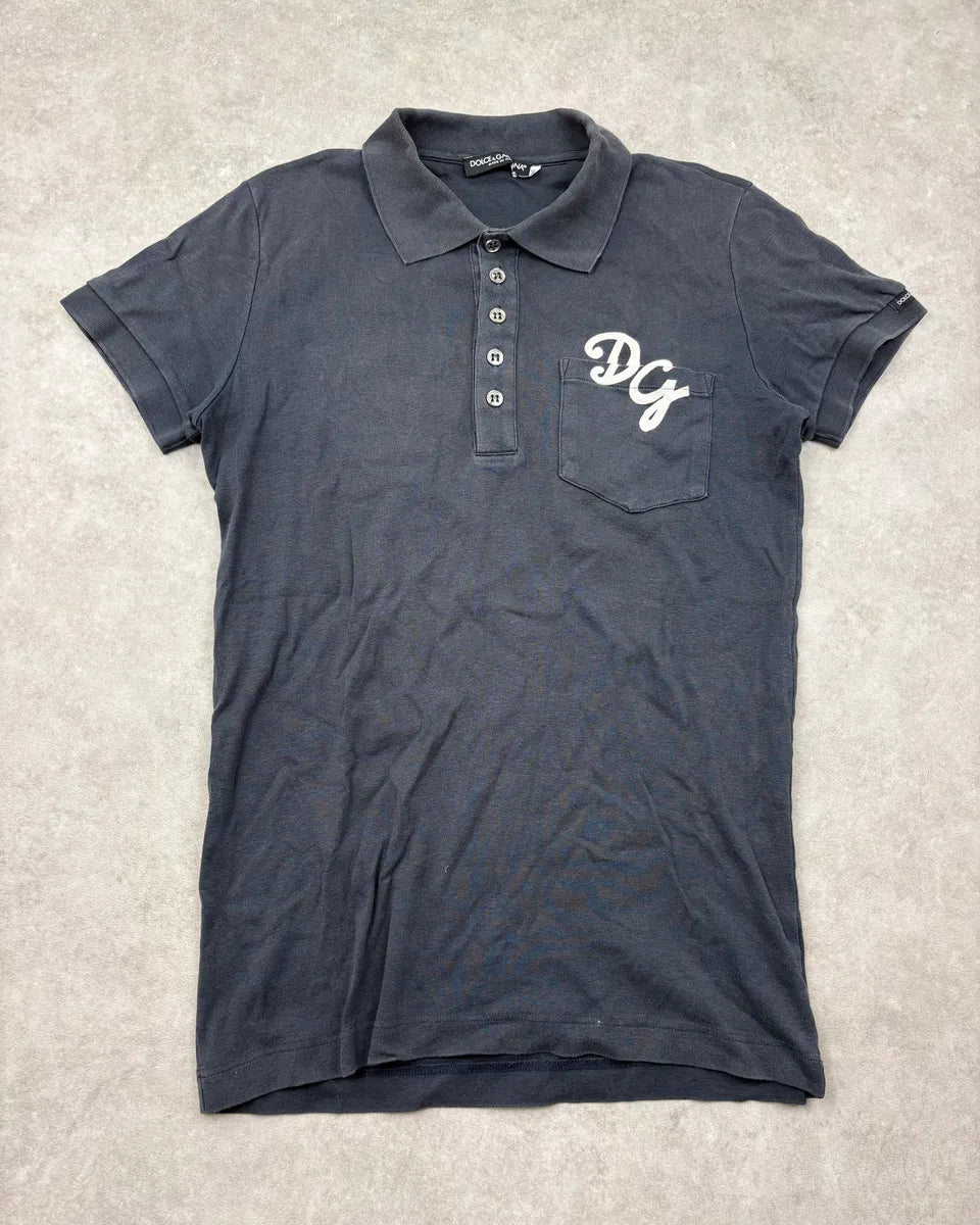 2000s Dolce & Gabbana Navy Logo Polo GoDAhij 0