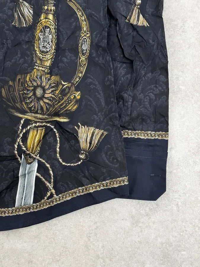 AW2017 Dolce & Gabbana Navy & Black Baroque Swords Shirt hiopNBJ 8