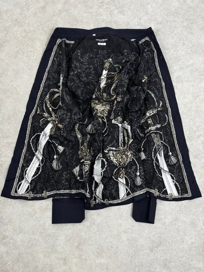AW2017 Dolce & Gabbana Navy & Black Baroque Swords Shirt hiopNBJ 6
