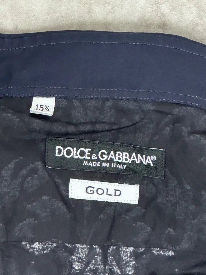 AW2017 Dolce & Gabbana Navy & Black Baroque Swords Shirt hiopNBJ 11