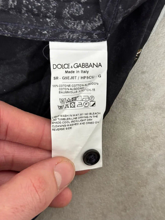 AW2017 Dolce & Gabbana Navy & Black Baroque Swords Shirt hiopNBJ 12