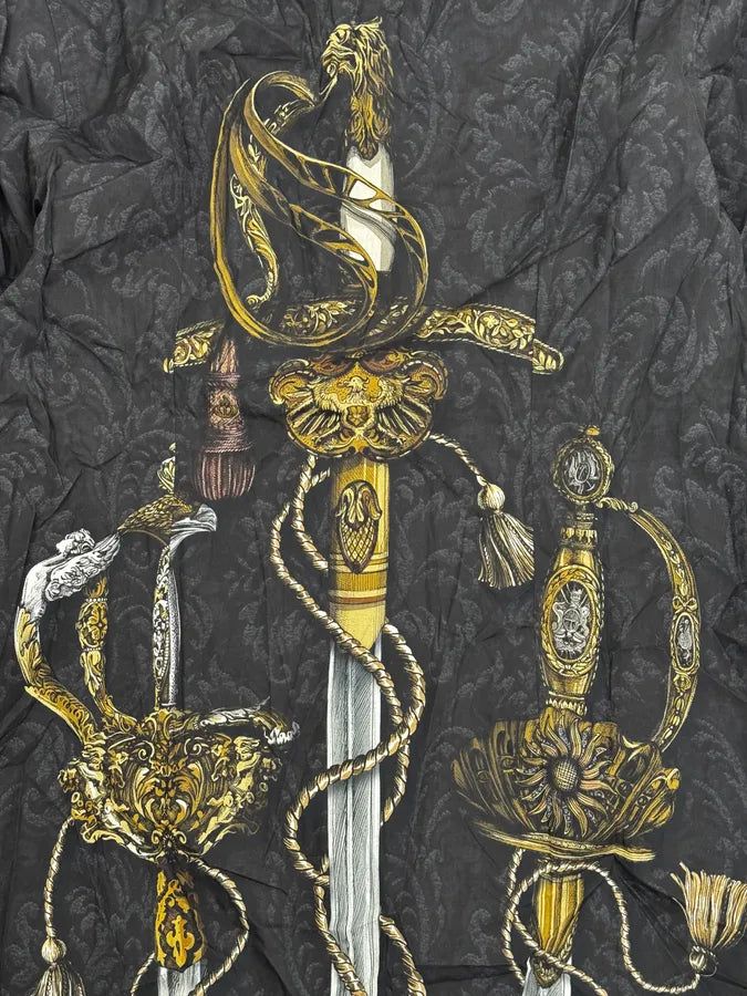 AW2017 Dolce & Gabbana Navy & Black Baroque Swords Shirt hiopNBJ 10