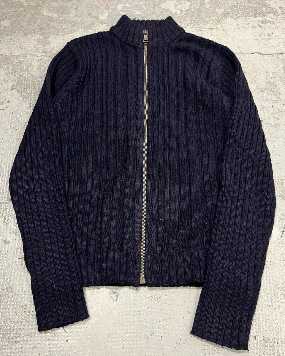 2000s Dolce & Gabbana Navy Minimalist Zip-Up Sweater ZxxRDpB 0