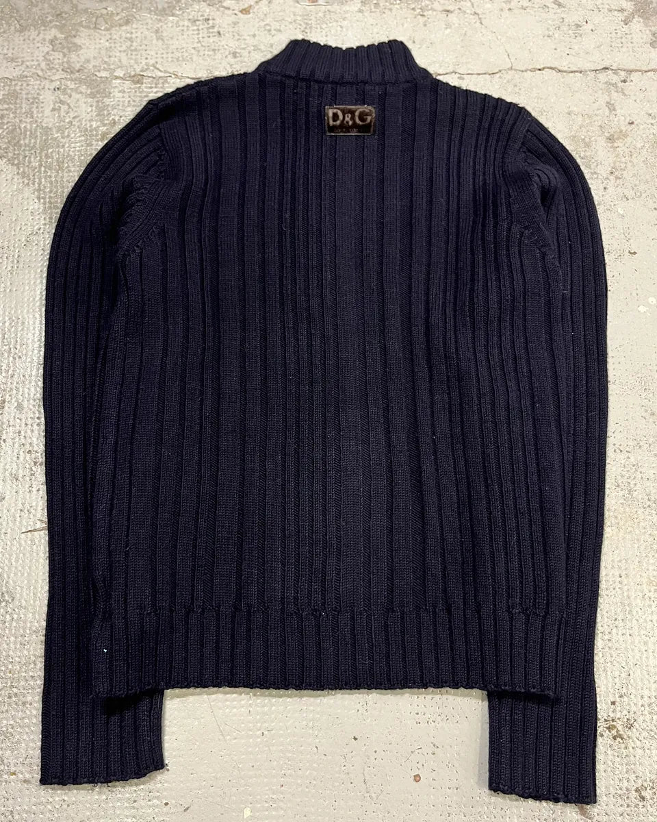 2000s Dolce & Gabbana Navy Minimalist Zip-Up Sweater ZxxRDpB 6