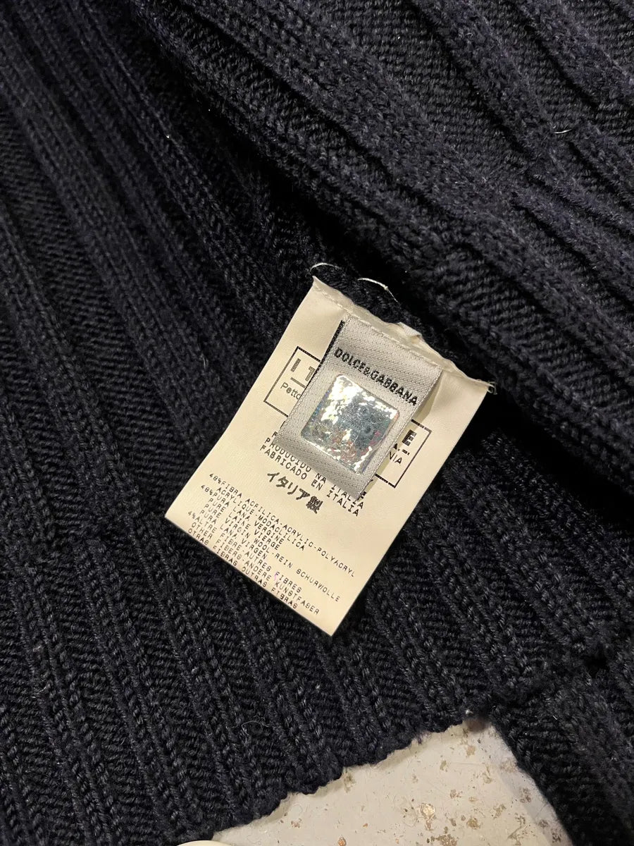 2000s Dolce & Gabbana Navy Minimalist Zip-Up Sweater ZxxRDpB 9