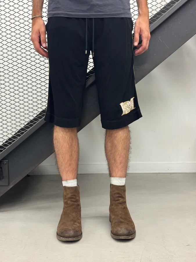 2000s Dolce & Gabbana Black Nylon Logo Striped Shorts XlETErZ 1