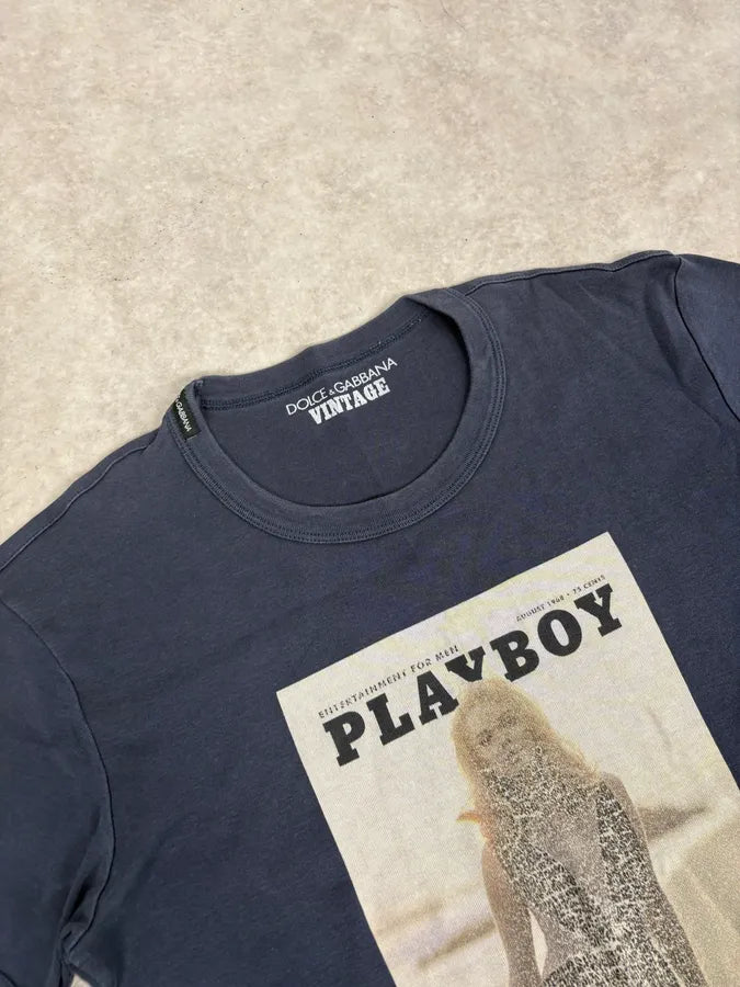 2000s Dolce & Gabbana Navy Playboy T-Shirt ZgcNiVg 4