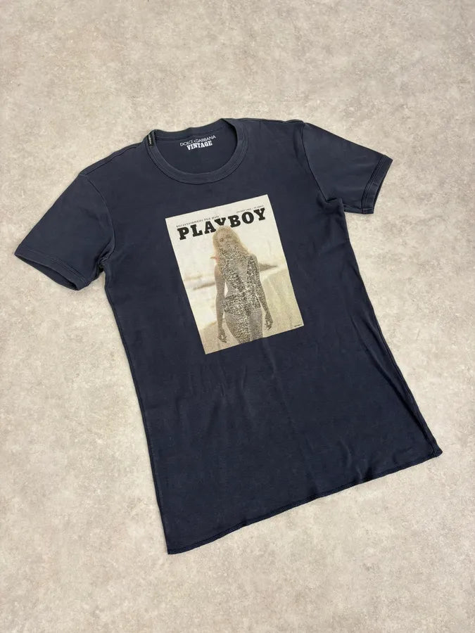 2000s Dolce & Gabbana Navy Playboy T-Shirt ZgcNiVg 3