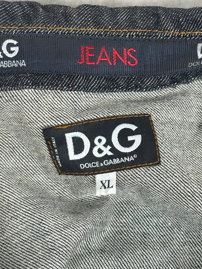 2000s Dolce & Gabbana Navy Raw Denim Jacket  QgbWjaD 12