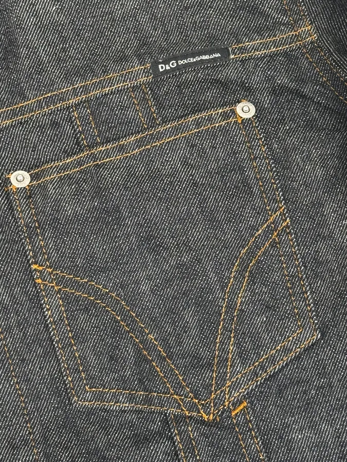 2000s Dolce & Gabbana Navy Raw Denim Jacket  QgbWjaD 7