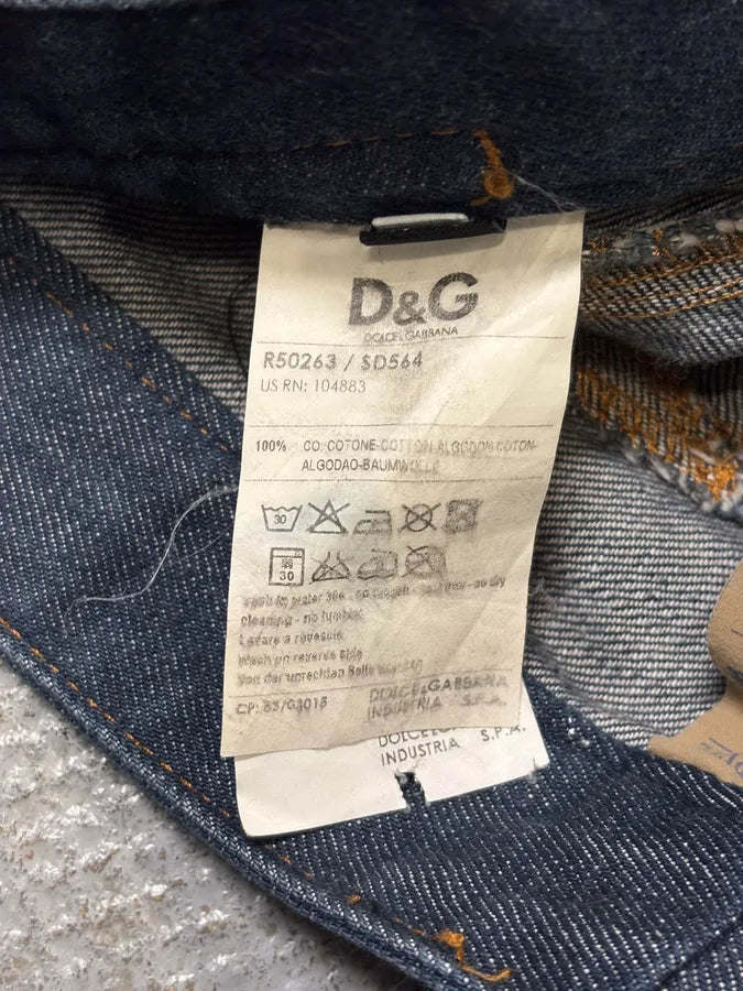 2000s Dolce & Gabbana Navy Raw Faded Denim Jeans bcFTZoJ 12