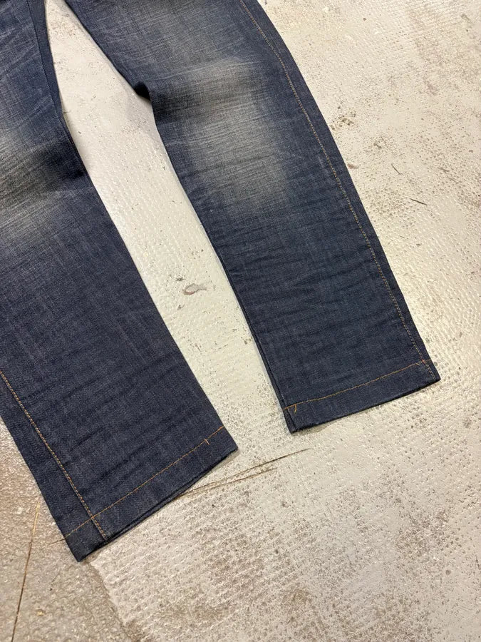 2000s Dolce & Gabbana Navy Raw Faded Denim Jeans bcFTZoJ 7