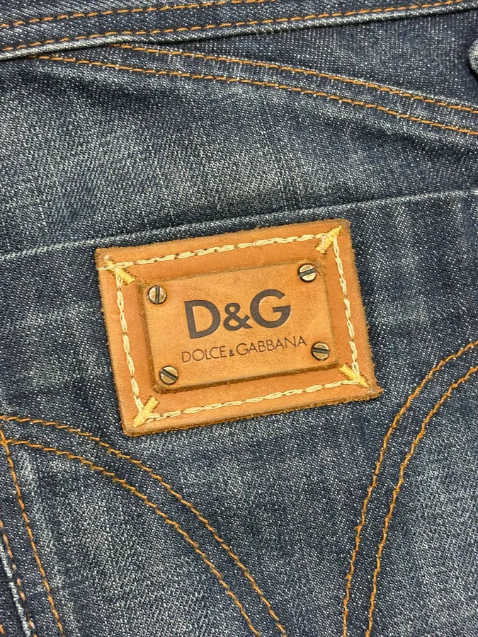 2000s Dolce & Gabbana Navy Raw Faded Denim Jeans bcFTZoJ 9