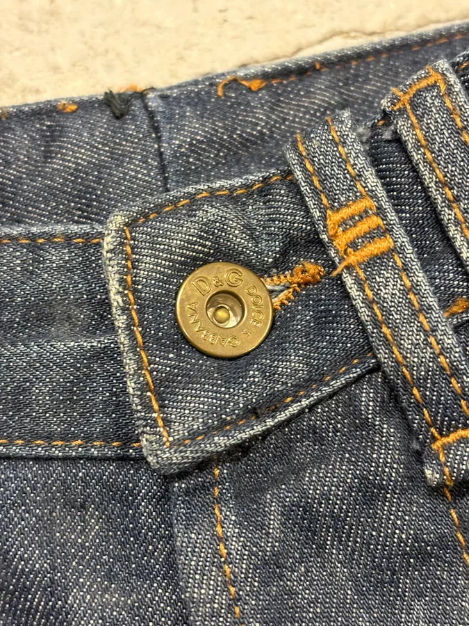 2000s Dolce & Gabbana Navy Raw Faded Denim Jeans bcFTZoJ 10