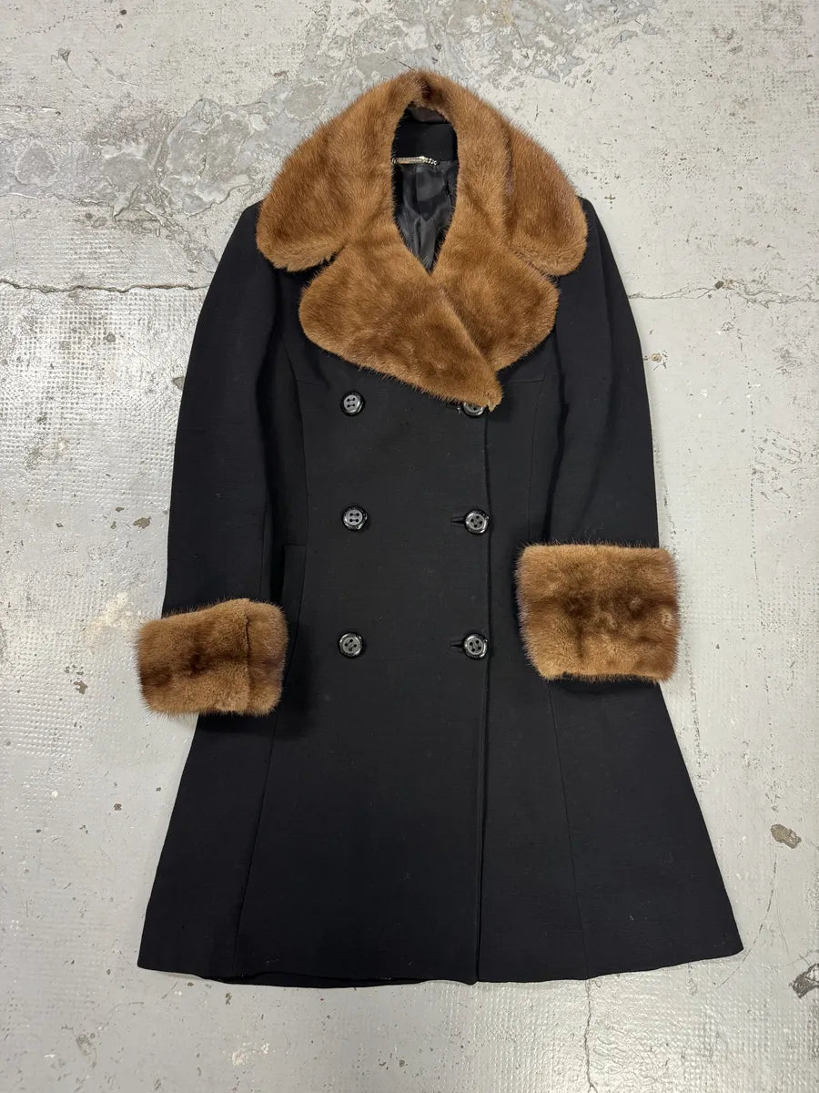2000s Dolce & Gabbana Navy Royal Fur Collar Long Jacket FyxRQkO 0