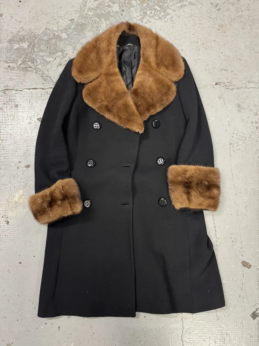 2000s Dolce & Gabbana Navy Royal Fur Collar Long Jacket FyxRQkO 1