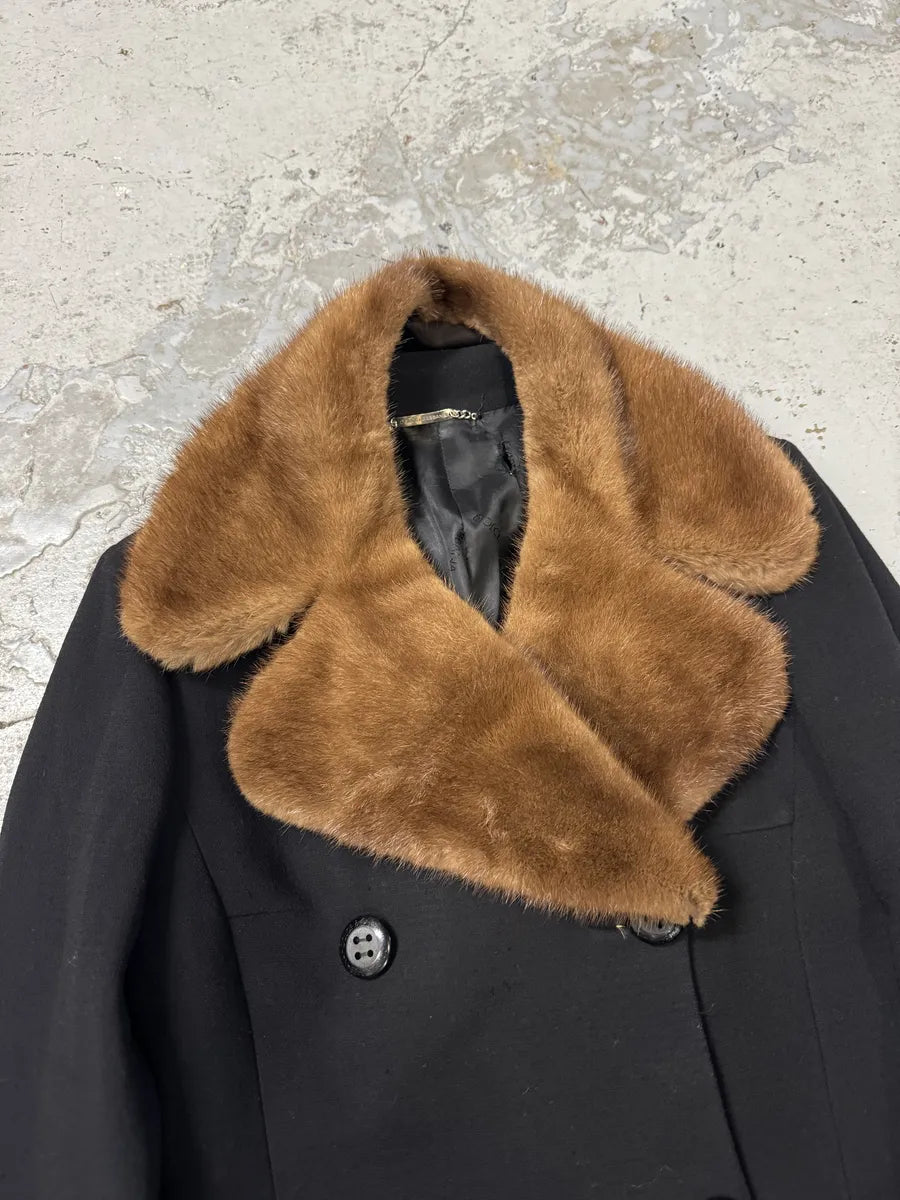 2000s Dolce & Gabbana Navy Royal Fur Collar Long Jacket FyxRQkO 10
