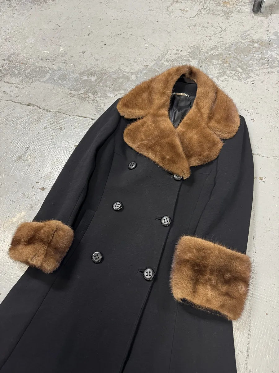 2000s Dolce & Gabbana Navy Royal Fur Collar Long Jacket FyxRQkO 5