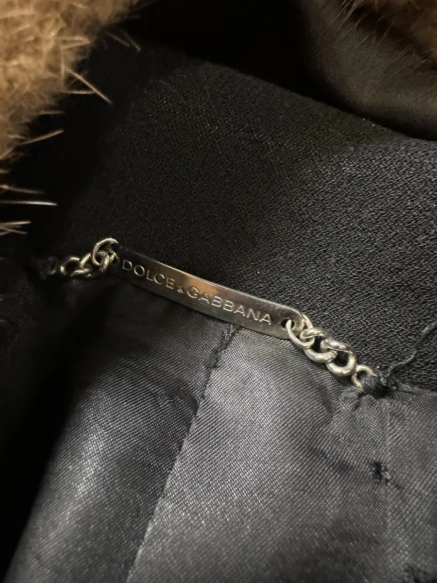 2000s Dolce & Gabbana Navy Royal Fur Collar Long Jacket FyxRQkO 9