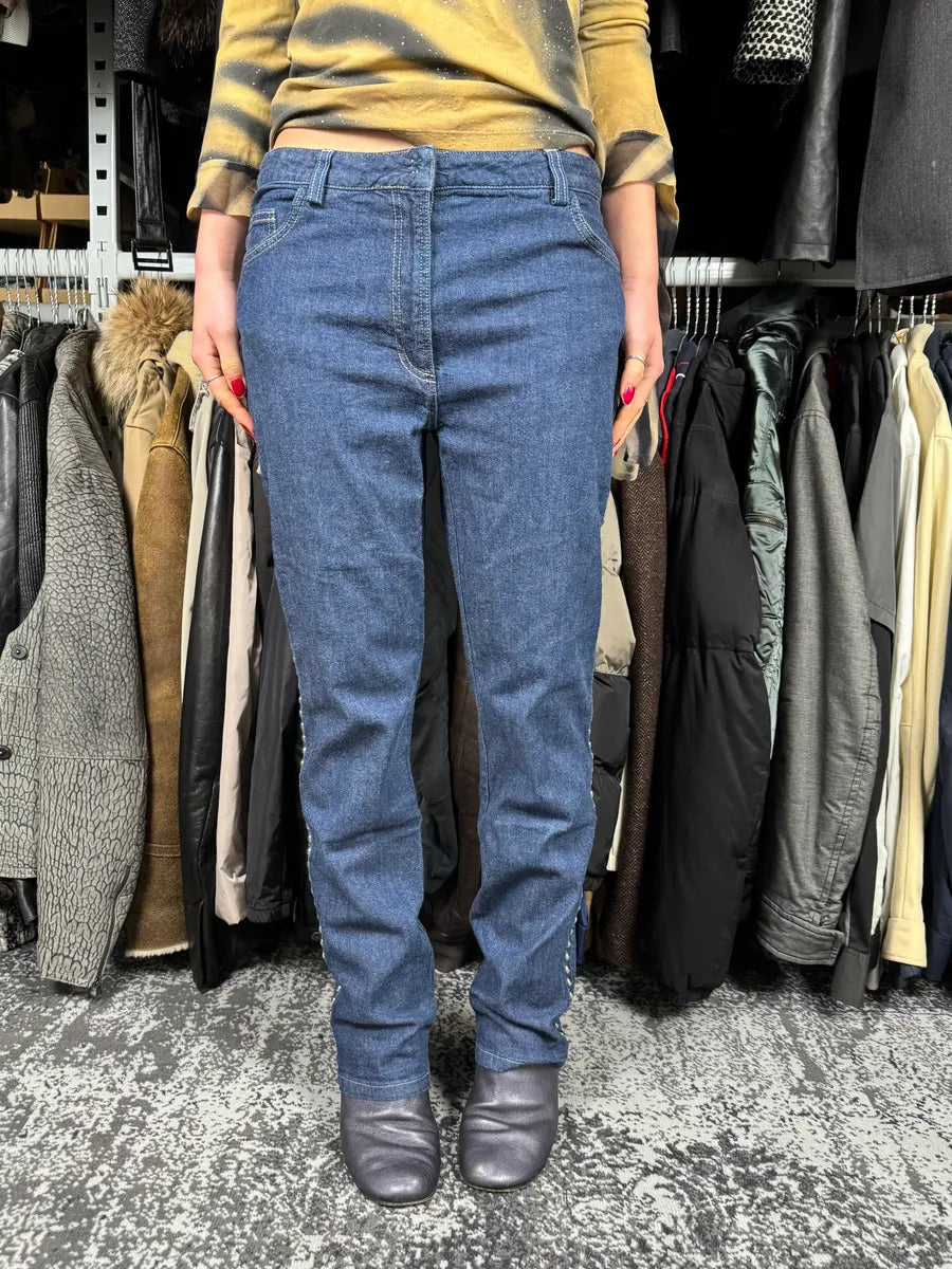 2000s Dolce & Gabbana Navy Studded Jeans GefYvjf 1