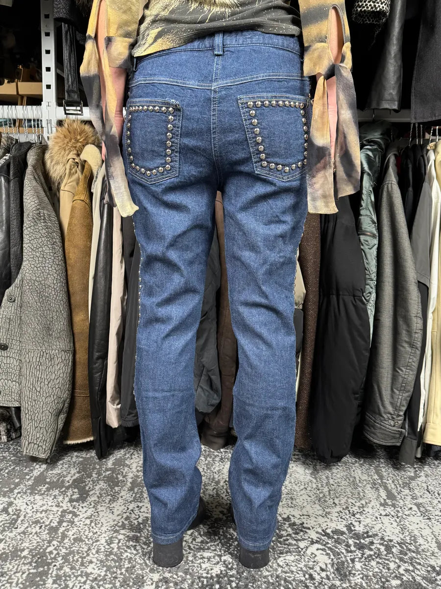 2000s Dolce & Gabbana Navy Studded Jeans GefYvjf 2