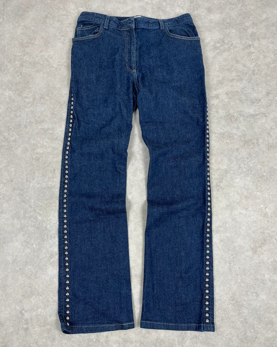 2000s Dolce & Gabbana Navy Studded Jeans GefYvjf 3