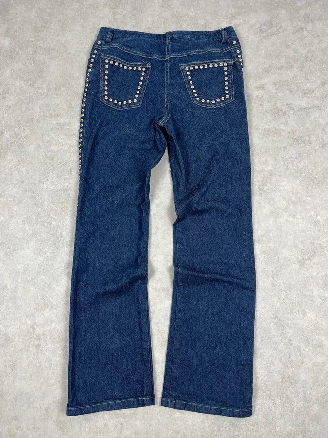 2000s Dolce & Gabbana Navy Studded Jeans GefYvjf 4