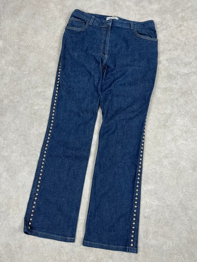 2000s Dolce & Gabbana Navy Studded Jeans GefYvjf 5