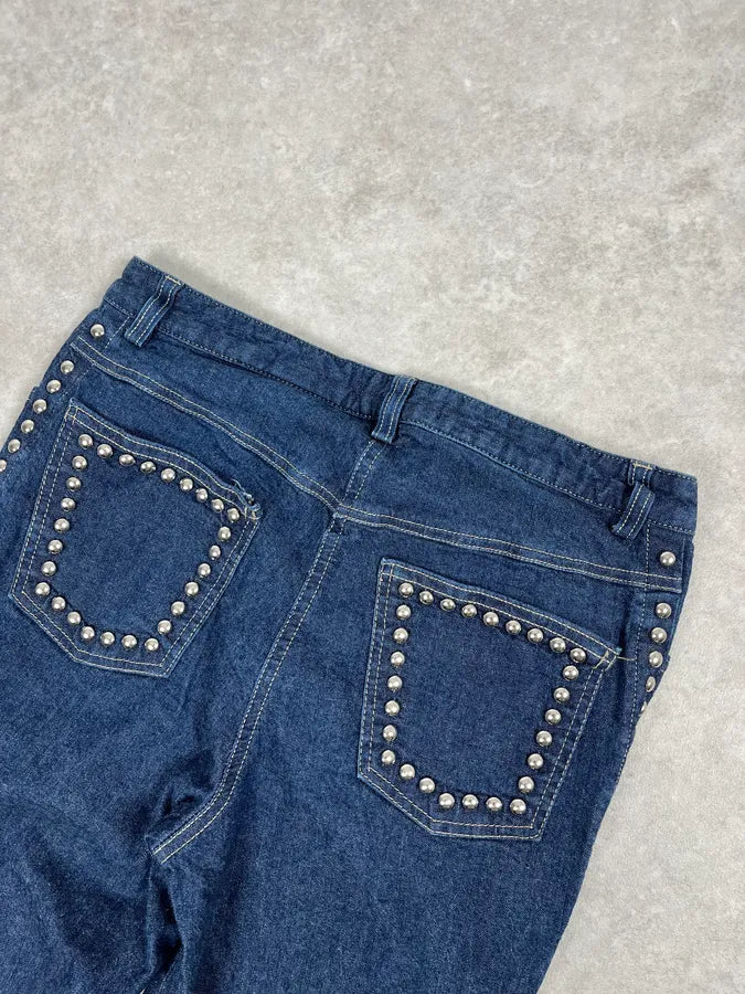 2000s Dolce & Gabbana Navy Studded Jeans GefYvjf 7