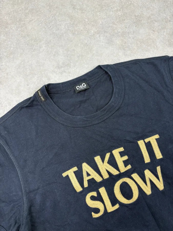 2000s Dolce & Gabbana Navy Take It Slow T-Shirt pLwIaIv 4