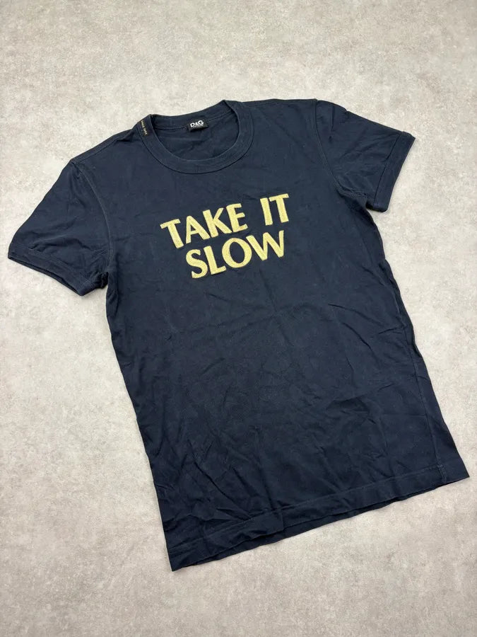 2000s Dolce & Gabbana Navy Take It Slow T-Shirt pLwIaIv 3
