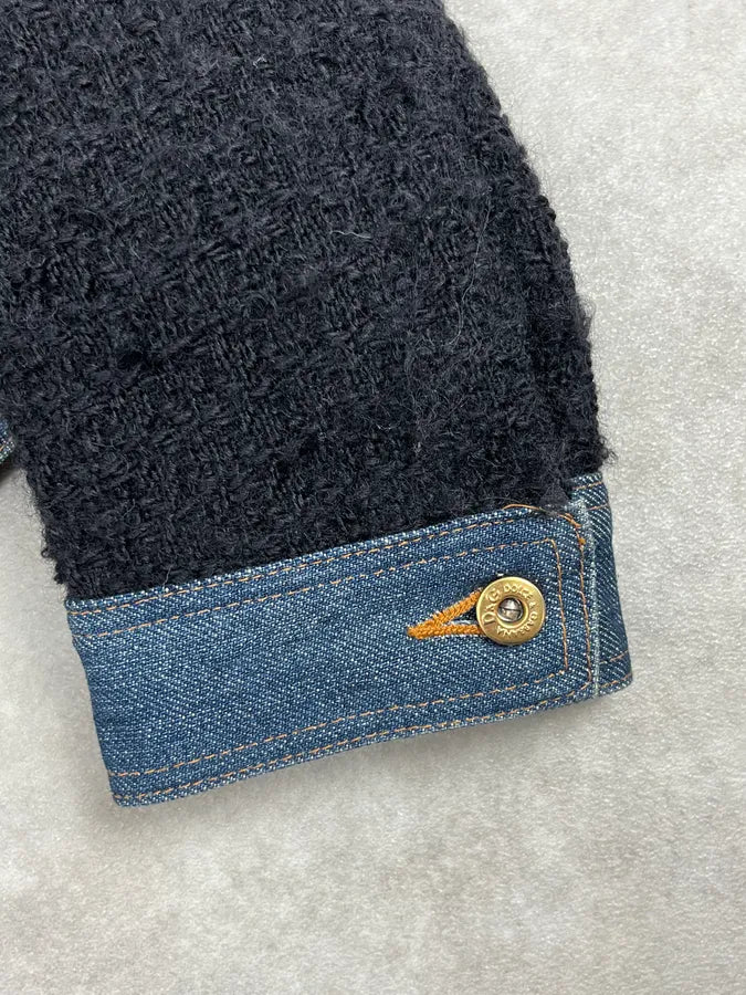 2000s Dolce & Gabbana Navy Tweed & Denim Hybrid Jacket BClmrKb 8