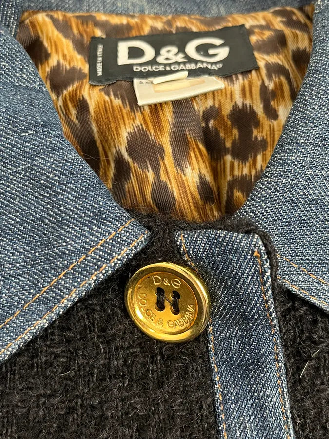 2000s Dolce & Gabbana Navy Tweed & Denim Hybrid Jacket BClmrKb 10