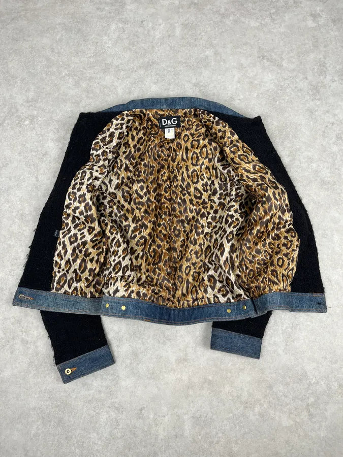 2000s Dolce & Gabbana Navy Tweed & Denim Hybrid Jacket BClmrKb 7