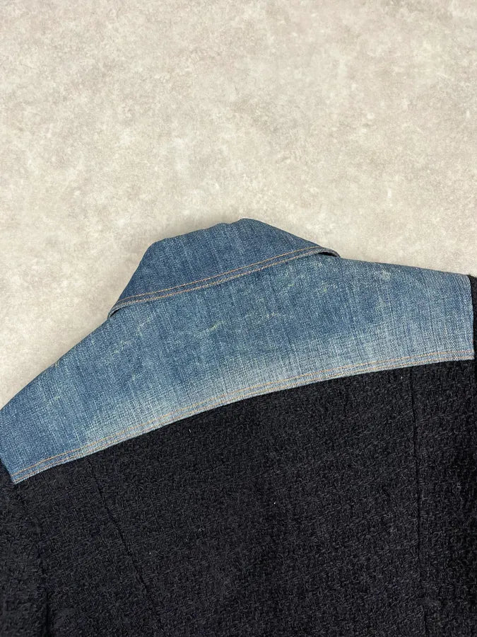 2000s Dolce & Gabbana Navy Tweed & Denim Hybrid Jacket BClmrKb 6
