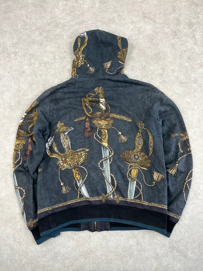 AW2017 Dolce & Gabbana Navy Swords Avant-Garde Zip-up Hoodie PkanKFP 5