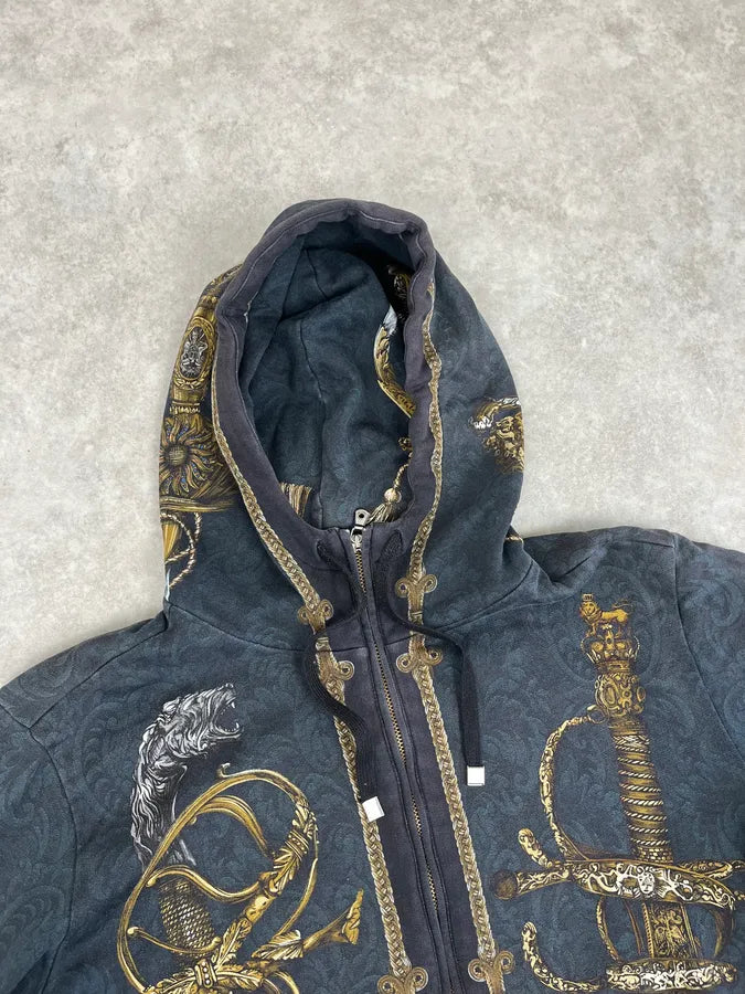 AW2017 Dolce & Gabbana Navy Swords Avant-Garde Zip-up Hoodie PkanKFP 4