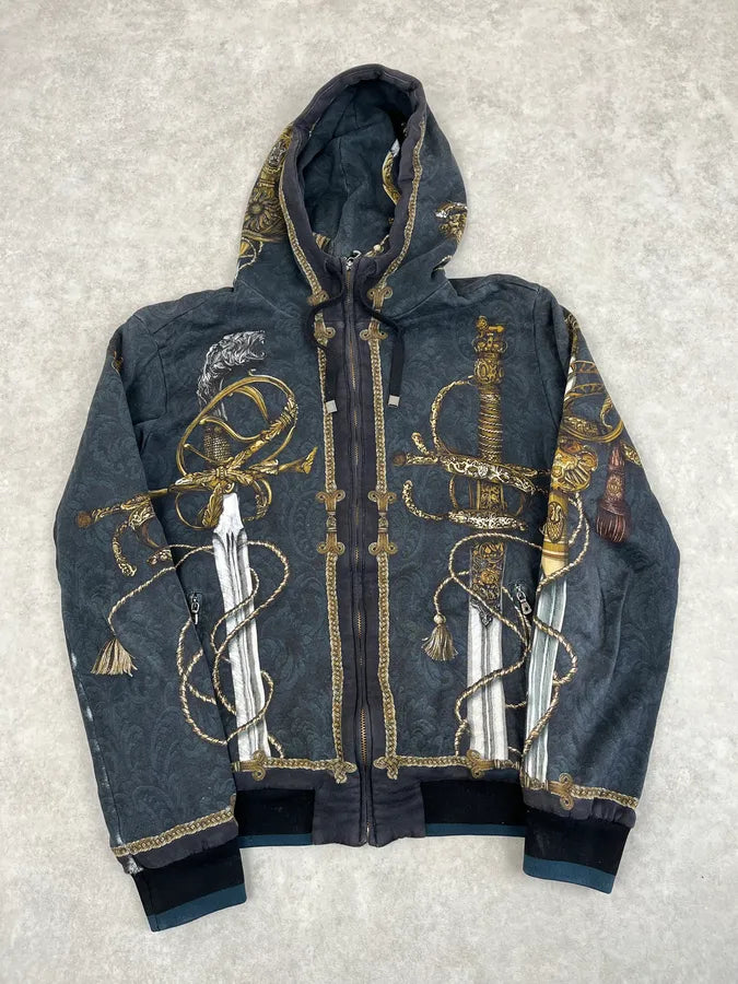 AW2017 Dolce & Gabbana Navy Swords Avant-Garde Zip-up Hoodie PkanKFP 3