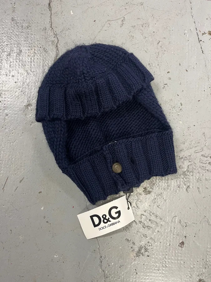 2000s Dolce & Gabbana Navy Wool Hood Hat FfKMzWY 4