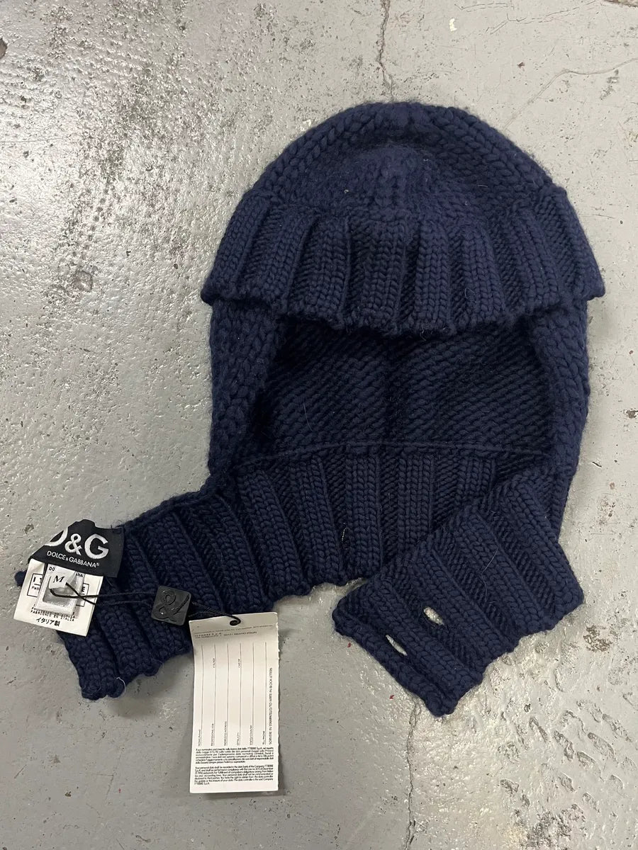 2000s Dolce & Gabbana Navy Wool Hood Hat FfKMzWY 6