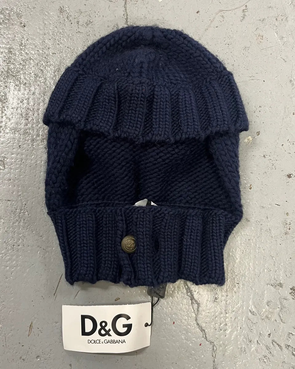 2000s Dolce & Gabbana Navy Wool Hood Hat FfKMzWY 0