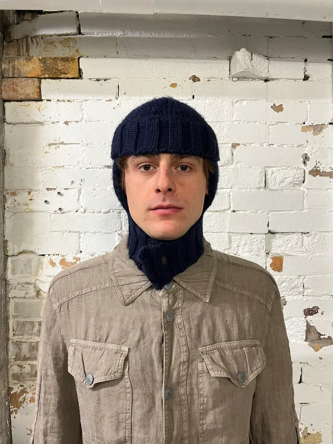 2000s Dolce & Gabbana Navy Wool Hood Hat FfKMzWY 2