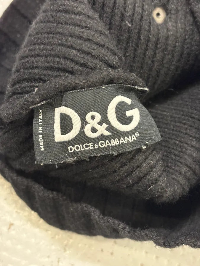 AW2006 Dolce & Gabbana Black Wool Ribbed Beanie KfjSmgX 9