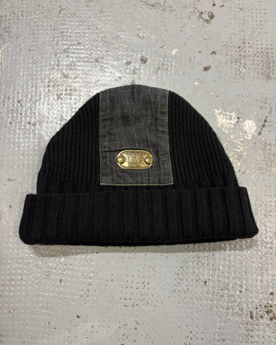 AW2006 Dolce & Gabbana Black Wool Ribbed Beanie KfjSmgX 0