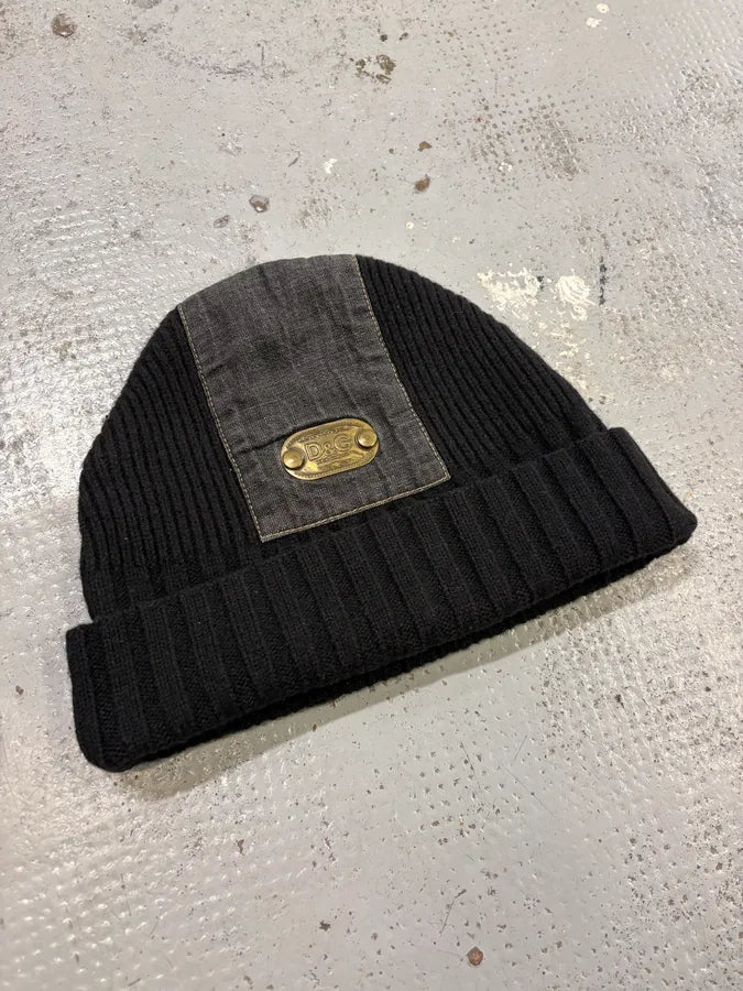 AW2006 Dolce & Gabbana Black Wool Ribbed Beanie KfjSmgX 4
